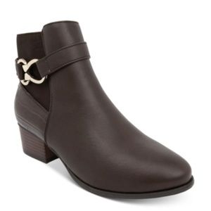 Karen Scott Women's Nadine Faux Leather Ankle Dark Brown Ankle Boots Size 5